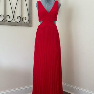 Xscape Red Gown with Cut-Out Detailing